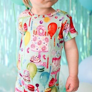 🏷️ Posh Peanut Happy Birthday Short Sleeve Romper 🎂🎈